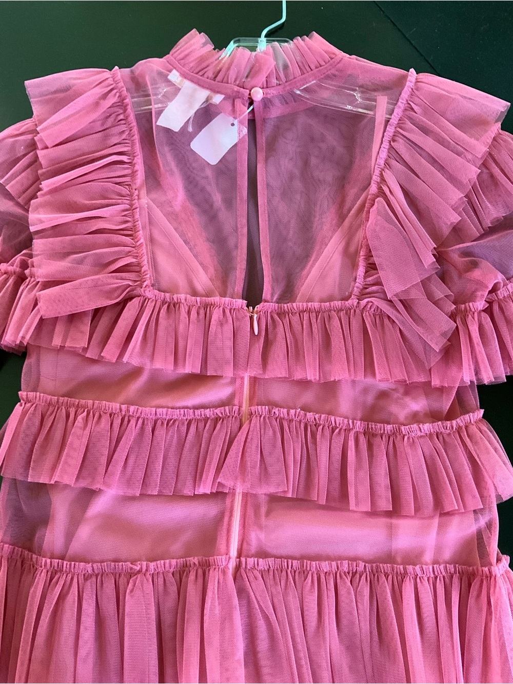 Karlie Coral Pink Ruffle Mesh Dress - Picture 11 of 11